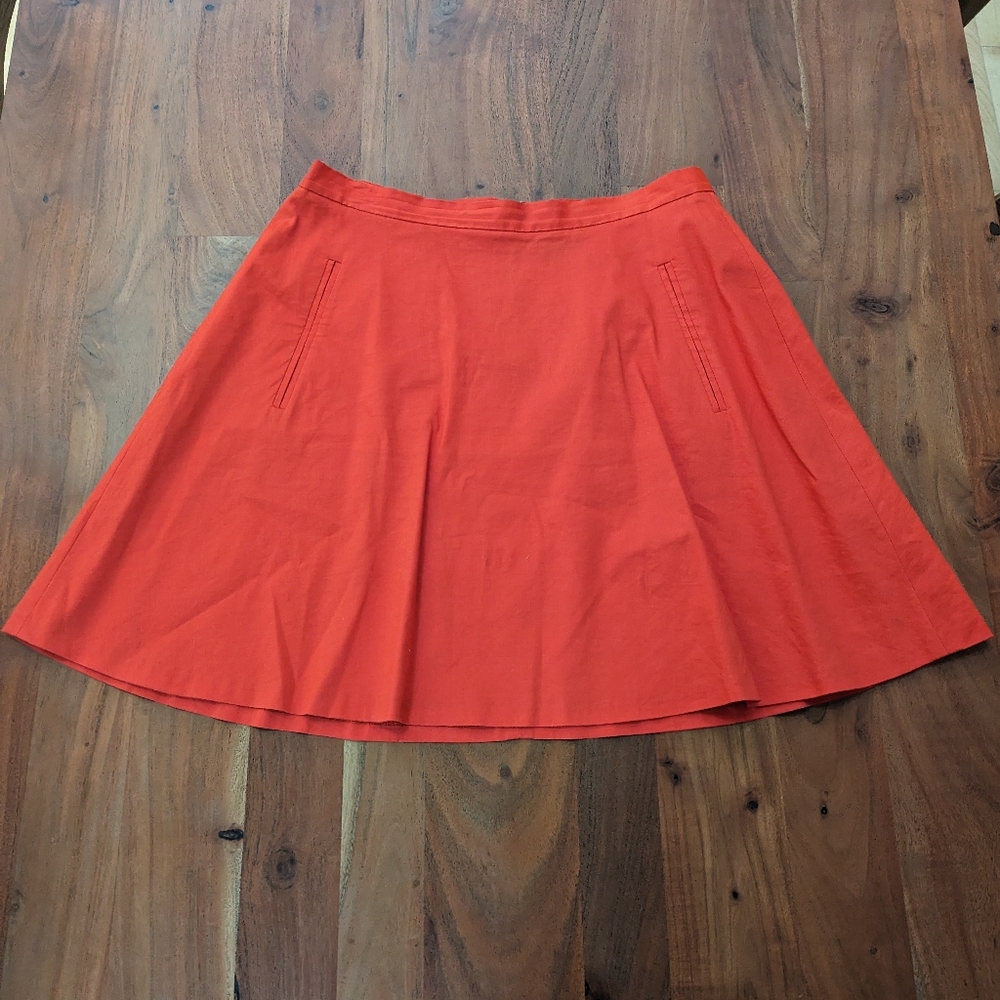 DKNY - Donna Karan New York Orange flared circle skater mini skirt, size 8